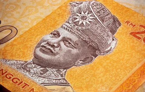 Extreme close up of twenty malaysian ringgit Stock-Fotos