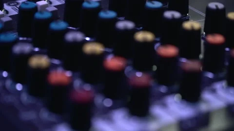Extreme close up view of the mixing knobs of different color. The details 動画素材 136717572