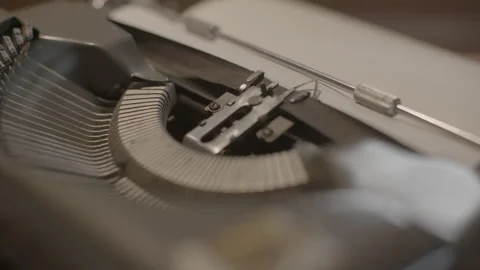 Extreme Close-Up of Vintage Typewriter Keys Striking Stock Footage 344625867