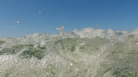 An extreme close up of waves created by a moving boat Stock Footage 288205062