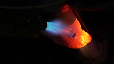 Extreme Close Up of Welding Torch Flame Melting Metal Industrial Process Stock Footage 331145878