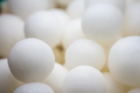 Extreme close up of white small peppermint candy balls 스톡 사진