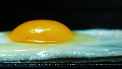 Extreme close up yolk fried egg out of focus and focus 4K Stock Footage 246554626