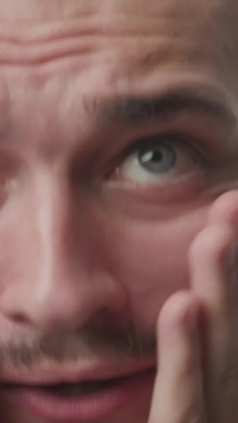Extreme Close-up of Young Man Showing Anxiety Panic and Fear Stock-Footage 341659589