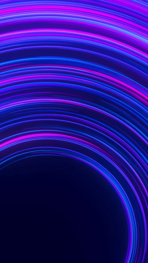 Extreme closeup of circular big data neon line flow. Digital data stream for Stock Footage 347318231