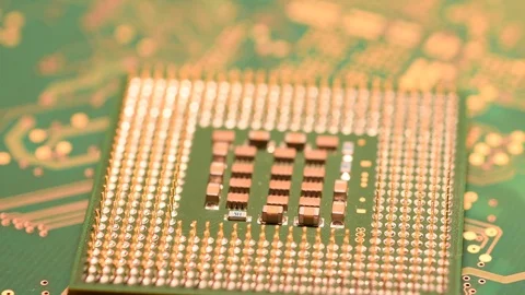 Extreme closeup of Computer Chip Processor over electronic circuit. Stock Footage 95067160
