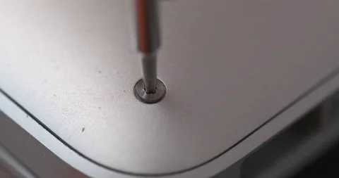 Extreme Closeup of Computer Technician tighten screw Computer - 4K Prores 422 HQ Video stock 235567092