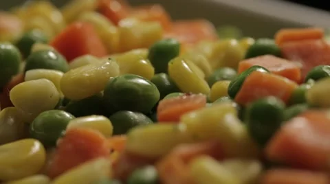 Extreme Closeup of Frozen Vegetables Stock Footage