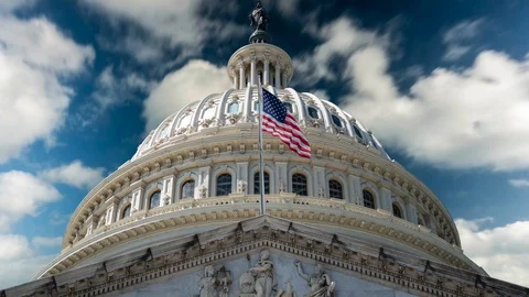 Extreme closeup push-in time lapse cinemagraph view of the US Capitol dome Stock Footage 128433571