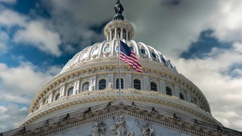 Extreme closeup push-in time lapse cinemagraph view of the US Capitol dome Stock Footage 128433777