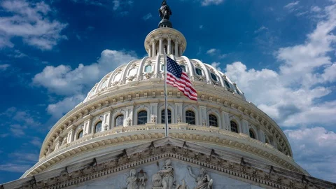 Extreme closeup push-in time lapse cinemagraph view of the US Capitol looking up Video stock 128434015