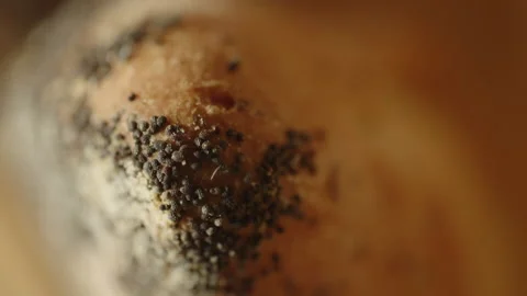 Extreme Closeup with rack focus of Bread Rolls in a Bakery Stock Footage 155054031