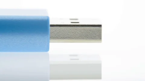 Extreme closeup usb flash drive - pan from left to right Stock Footage 104528391