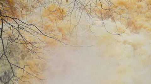 Extreme closeup of waterfall in full flow Stock Footage 296707024