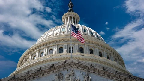 Extreme closeup zoom in time lapse cinemagraph view of the US Capitol looking up Stock Footage 128434501