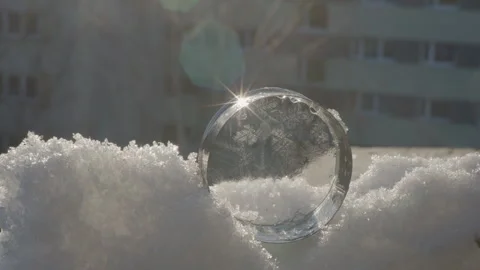 Extreme Cold Experiment with Soap Ring Freezing on Snow Stock Footage 331169151