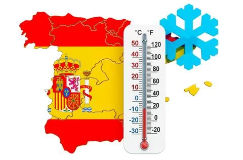 Extreme cold in Spain concept. 3D rendering Extreme cold in Spain concept.... Stock Photos
