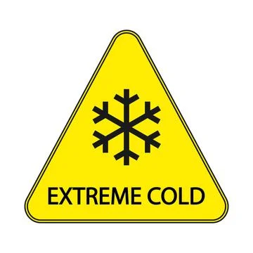 Extreme cold, yellow warning triangle sign Stock Illustration