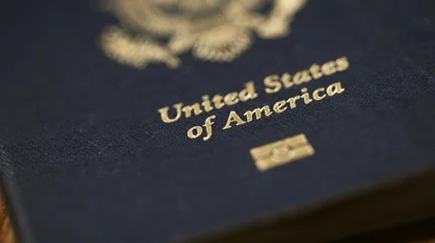 Extreme CU Dolly Shot of USA Passport, Shallow DOF Stock Footage