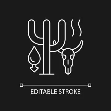 Extreme drought causing animals extinction white linear icon for dark theme Stock Illustration