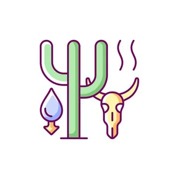 Extreme drought causing animals extinction RGB color icon Stock Illustration