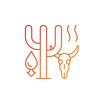 Extreme drought causing animals extinction gradient linear vector icon Stock Illustration