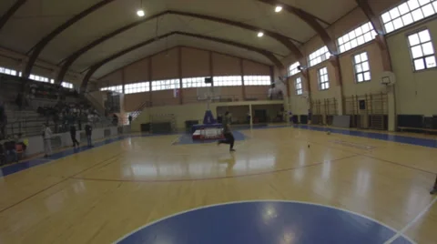 Extreme dunking show [acrobats point of view] _1 Stock Footage 33062277