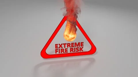 Extreme Fire Risk Warning Triangle Sign With Flames Stock-Footage 334979537