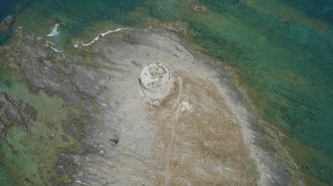 Extreme height lighthouse on shallow water from drone Vídeo Stock 59832576