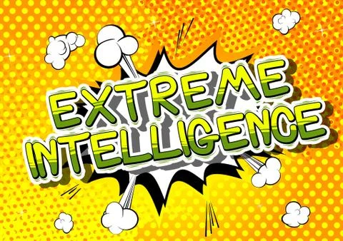 Extreme Intelligence - Comic book style word on abstract background. Stock Illustration