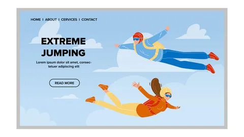 Extreme Jumping From Plane With Parachute Vector 스톡 일러스트