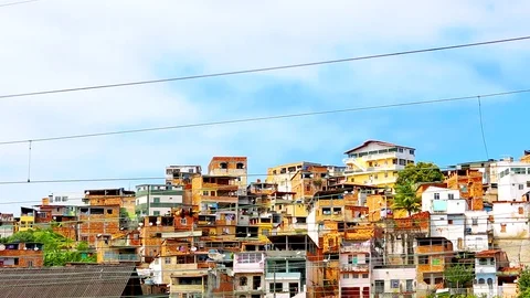 Extreme long shot of a favela in Salvador Stock Footage
