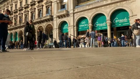 Extreme low angle view of people walking at duomo square Stock Footage 280896519