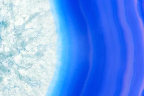 Extreme macro of blue agate slice mineral, abstract background Stock Photos