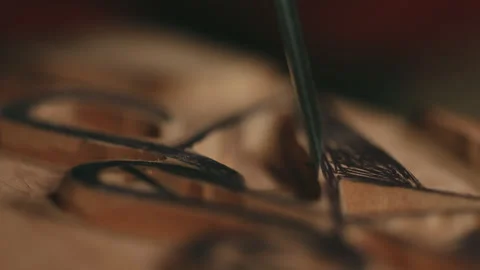 Extreme Macro of Chisel Carving Wood Pattern, 4K Artisan Precision Vídeos de archivo 328322358
