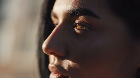 Extreme macro close up of amazing unique Human Iris Eye ball. Female dilating Stock Footage 111220361