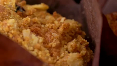 Extreme Macro Close Up of Crumble Muffin Top and Pumpkin Seed Muffin Top Stock Footage 330517544