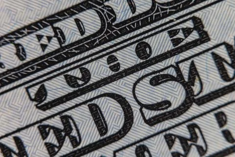 Extreme macro close up of microprinting typography and security pattern on .. Illustrazione stock