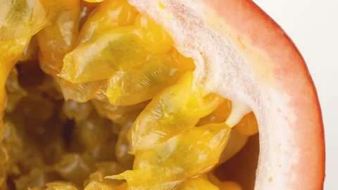 Extreme Macro Close Up Passion Fruit Skin And Pulp Texture Stock Footage 323584295