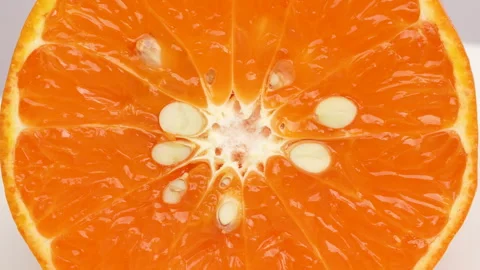 Extreme Macro Close Up of Sliced Orange Texture 4K Stock Footage 319452724