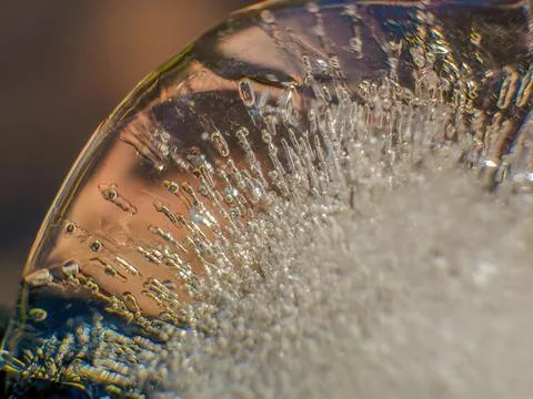 Extreme macro photography of the internal structure and air bubbles of an ice Stock-Fotos