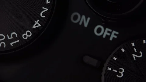Extreme macro of settings mechanism on mirrorless or dslr camera. Rotation of Stock Footage 129773995