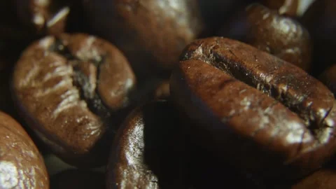 Extreme Macro Shot of Roasted Coffee Beans Texture. 스톡 동영상 334324769
