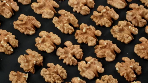 Extreme Macro Texture Whole Walnuts In Shell Background Video stock 332522391