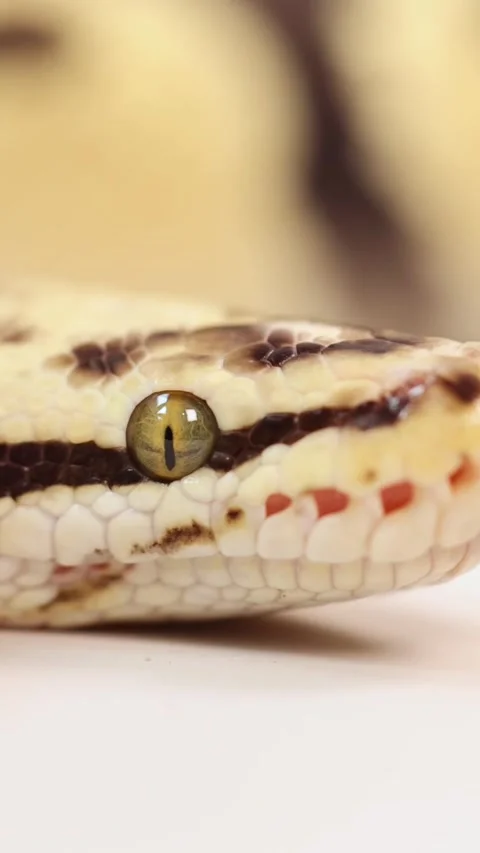 Extreme Macro Vertical Close-Up of a Corn Snake Eye and Head Stock Footage 326847643