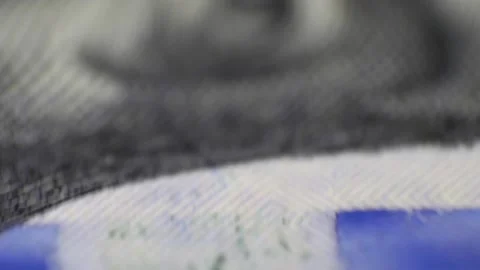 Extreme macro video. Close-up of US 100 dollar banknote. Stock Footage 169645159