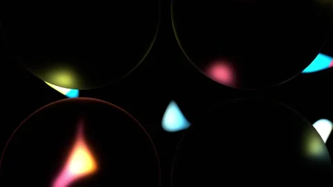 Extreme Macro View of Dark Glass Spheres with Dynamic Neon Refractions Video stock 344833967