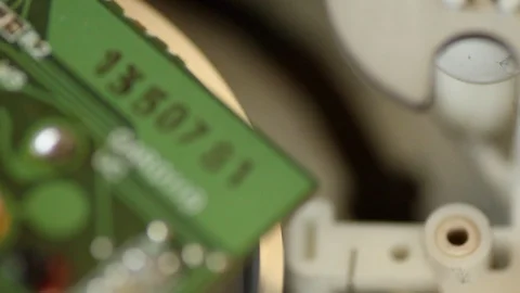 Extreme Macro View of Inner Moving Parts of a VHS Player Stock Footage 89500895