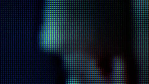 Extreme macro view of LED matrix, monitor or TV screen, broadcasting view. Ba Stock Footage 172195996