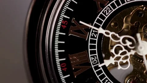 Extreme macro of watch dial with hands and gears Stock Footage 329595901